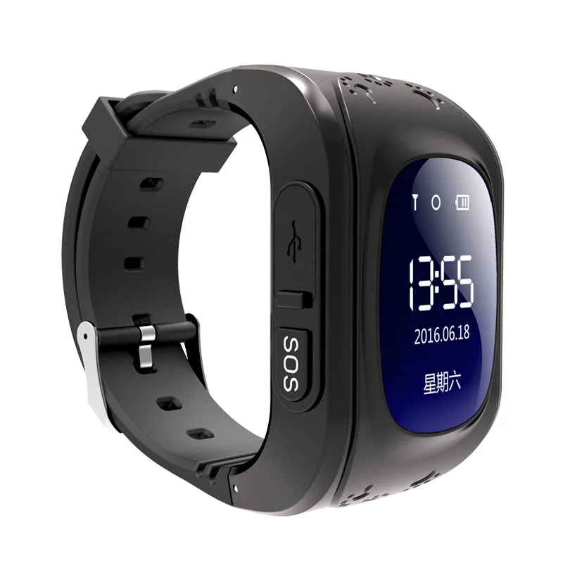 Black Q50 Детские умные часы, SOS, поиск местоположения, gps, умные часы, локатор, трекер, детские часы, анти-потеря, часы, детский браслет - Цвет: Black