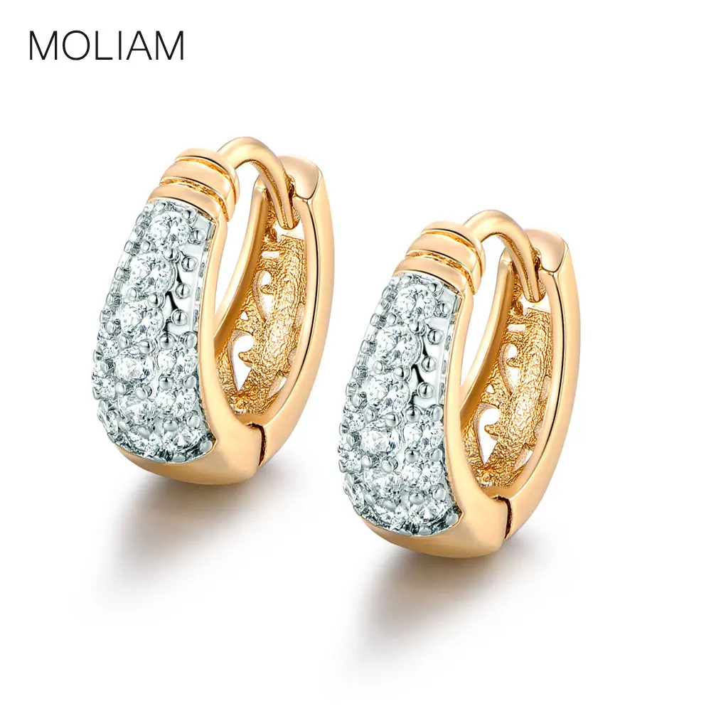 Женские круглые серьги MOLIAM с белыми кристаллами и кубическим цирконием MLE112|hoop