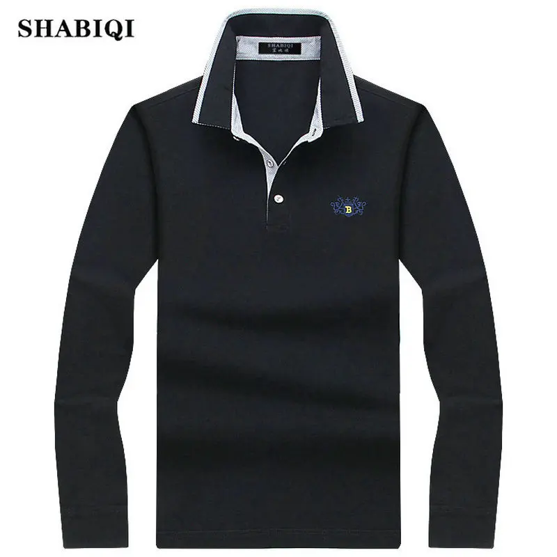 

SHABIQI 2023 Men Polo Shirt Mens Long Sleeve Solid Polo Shirts Camisa Casual cotton Polos Masculina Plus size S-10XL