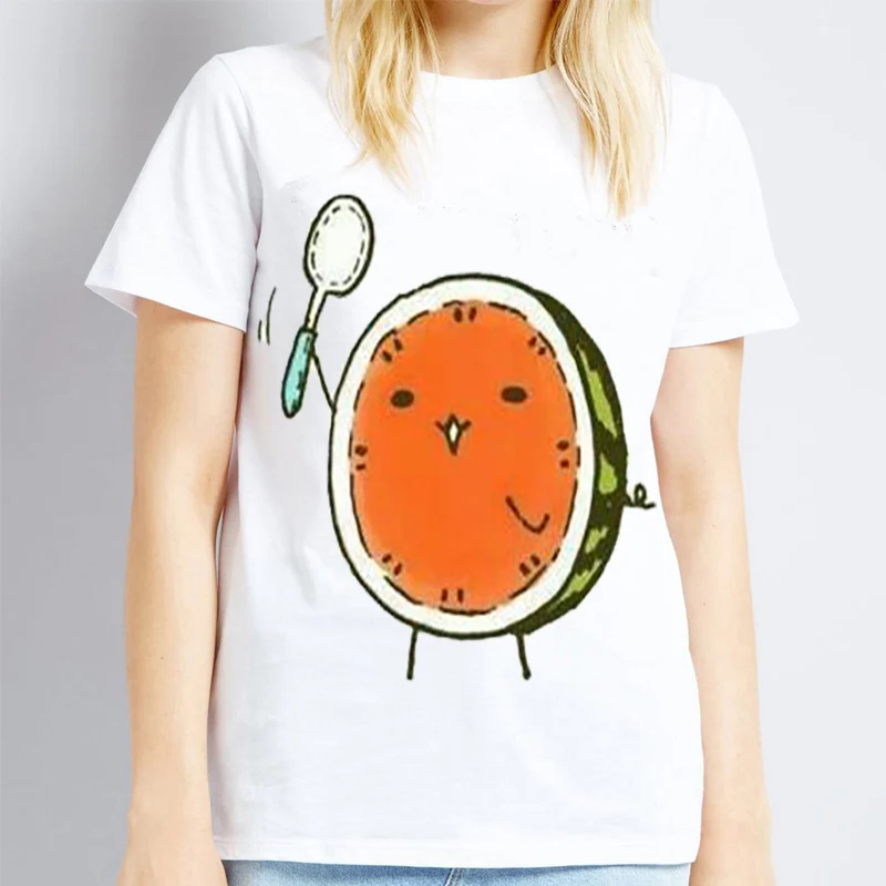 Новое поступление плюс Размеры Летняя мода арбуз короткий рукав с милым принтом