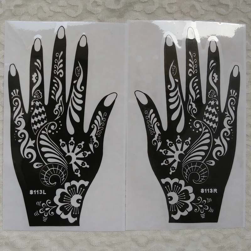 10 шт большие трафареты для татуировок хной цветок Аэрограф Для блесток Менди