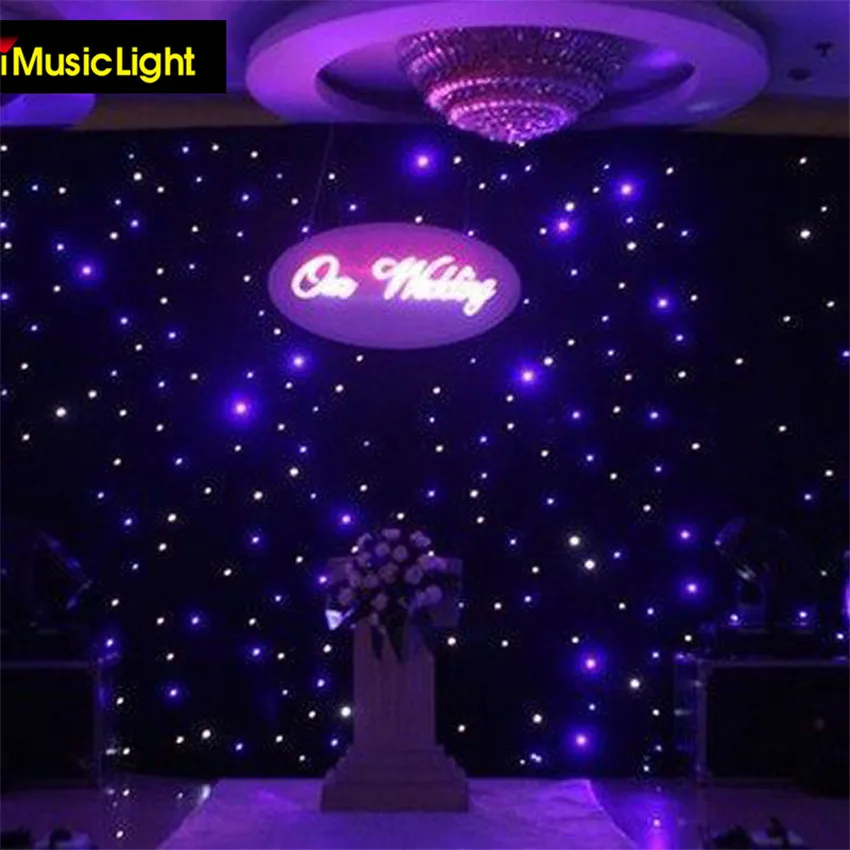 5 м х фон для свадьбы Одноцветный синий + белый светодиодный звездный занавес