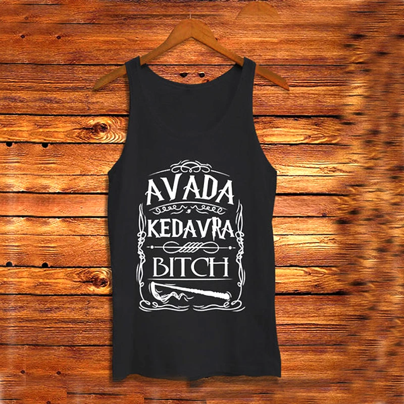 AVADA KEDAVRA BITCH летние футболки для женщин хлопок высокое качество женские безрукавки Harajuku Kawaii футболки для женщин - Цвет: Black