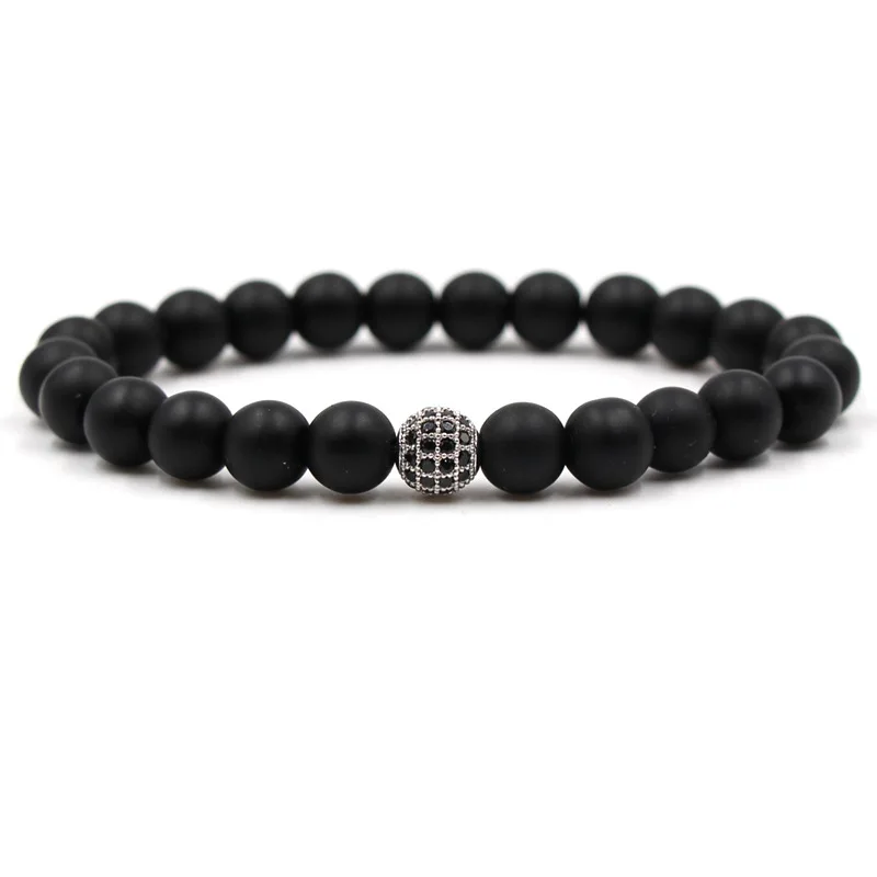 Модный мужской натуральный браслет из натурального камня homme micro pave шарик