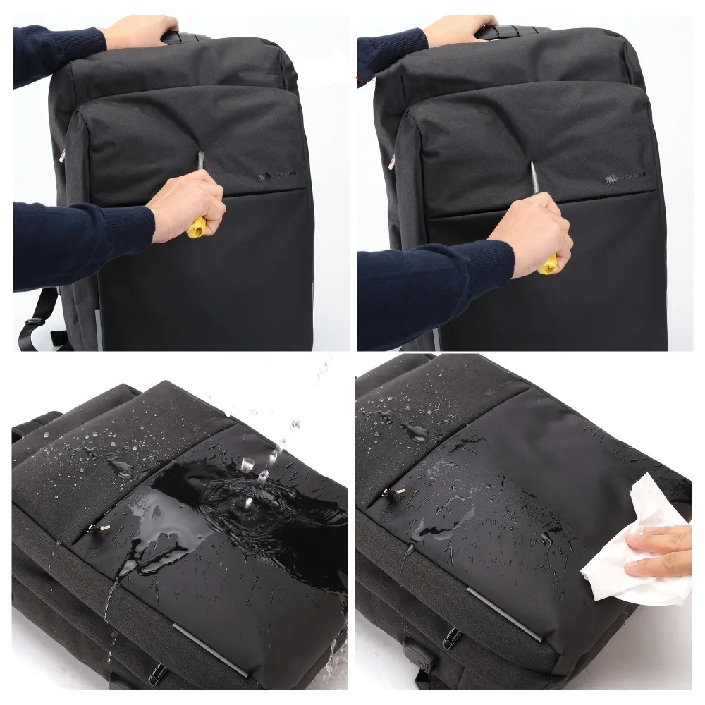 

BISON DENIM Men Backpack 15.6 inch Laptop USB Charging Multi-layer Backpack Large Capacity Male Travel Business Backpack N2681