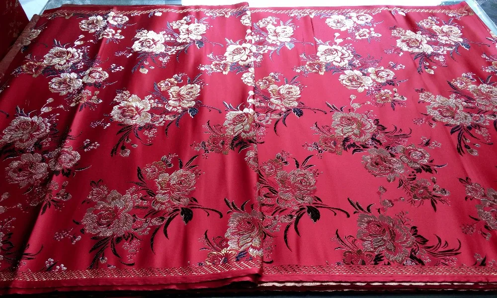 Традиционная китайская шелковая парчовая ткань Чонсам 75 см полиэстер Красная