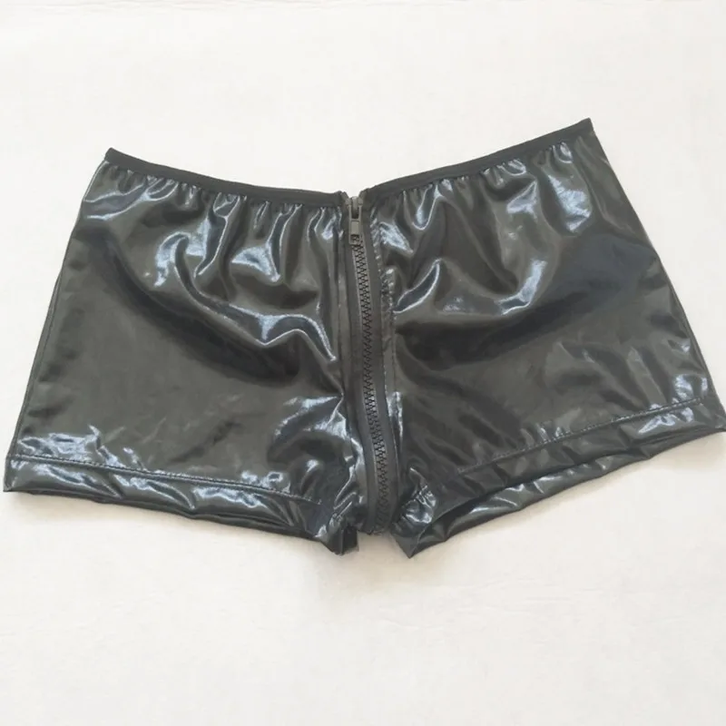 Мужские Эротические трусики из искусственной кожи с двойной молнией|leather panties|double