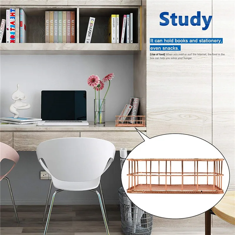 Держатель для кистей макияжа металлические корзины розового и золотого цвета