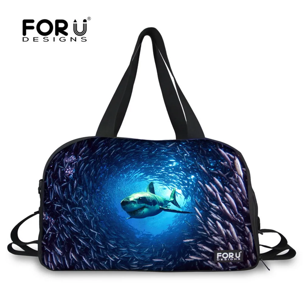 FORUDESIGNS Blue Sea Dolphin Shark Gym Bags Funny Women Luggage Travel Large Capacity Duffel Tote Canvas Waterproof Handbag | Спорт и