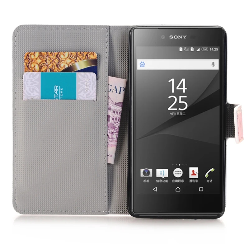 Кожаный чехол-бумажник с откидной крышкой для Sony Xperia X XA XP Z Z1 Z2 Z3 Z4 Z5 compact Premium M2 M4 M5
