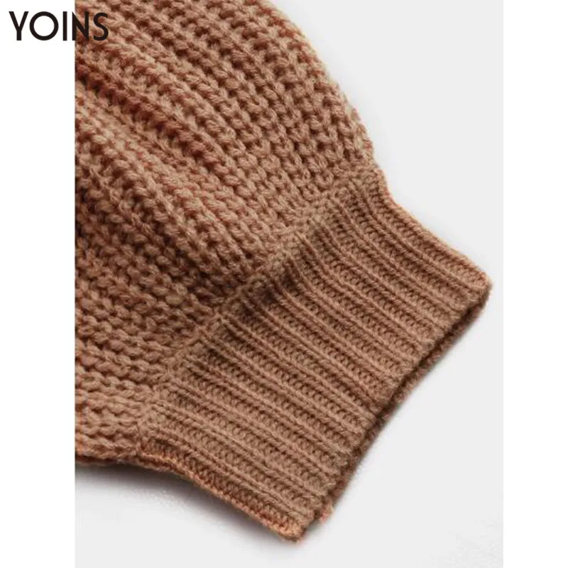 2020 YOINS Autumn Winter Women Sweaters Fashion Lace Up Khaki Self-tie Long Sleeves Sweater Casual Loose Jumper Pullovers Tops | Женская