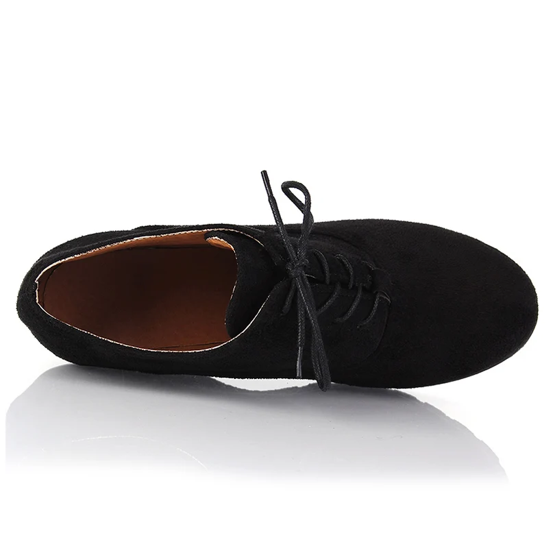 Женские ботильоны из флока ботинки на танкетке высоком каблуке со шнуровкой