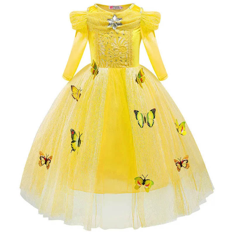 Disney Snow романтичное платье мультфильм сплошного цвета принцесса платье взрыв детское платье с блестками - Цвет: 5