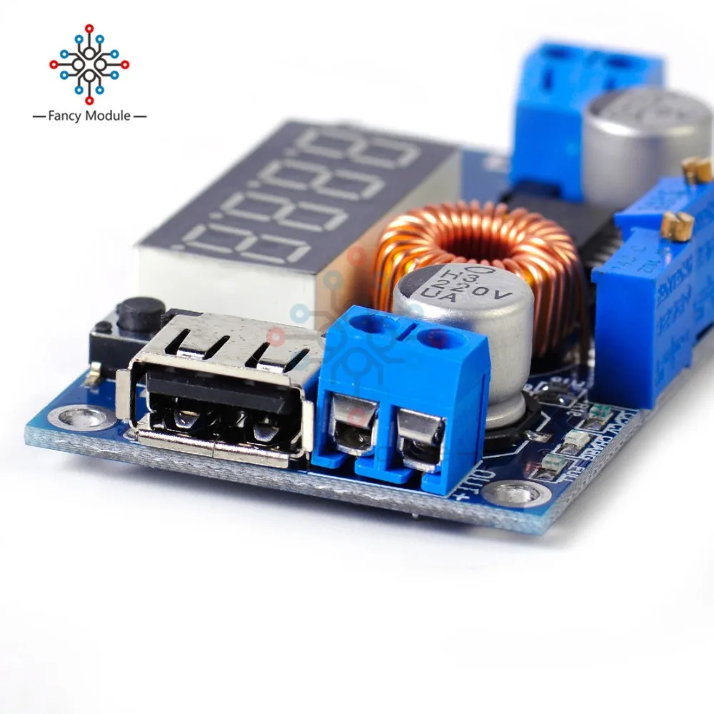 XL4016 Регулируемый 5A CC/CV power понижающий модуль заряда светодиодный драйвер W/USB вольтметр