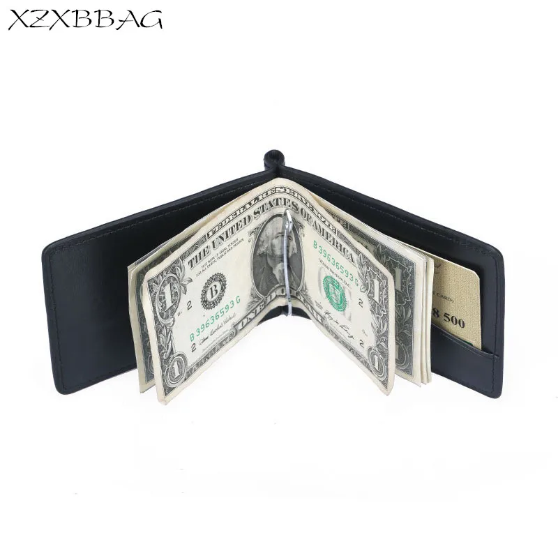 

XZXBBAG Men Fashion Money Clips Credit Card ID Holders Business Fold Wallet Male Dollar Clip Cash Clamp Mini Purses Card Bag