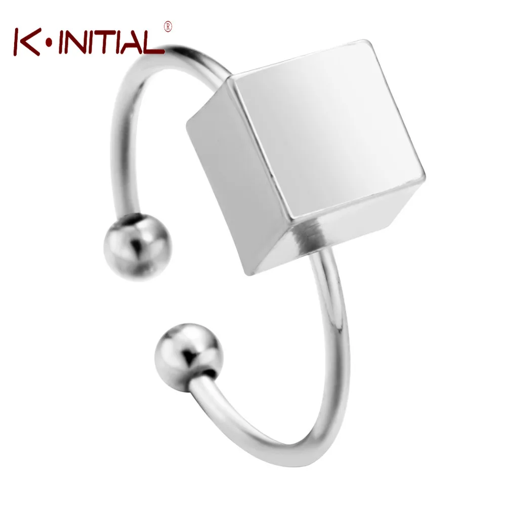 Kinitial 1 шт. Золотой посеребренный простой кольца с камнем квадратное подвесное