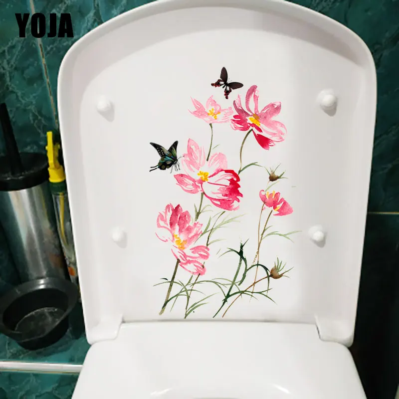 YOJA 14.8X23.7CM красная акварель Цветочная ветка домашняя Настенная Наклейка