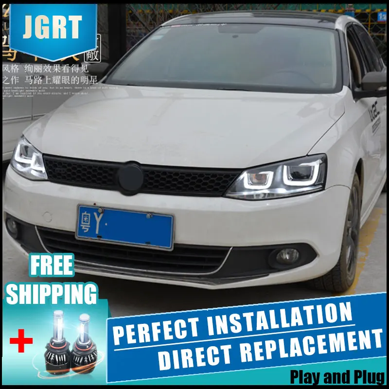 2 шт. светодиодный головной светильник s для VW Jetta 2011 2015 Автомобильный с двойной
