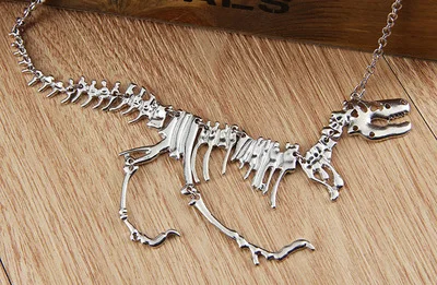 Для женщин мужчин стимпанк Цепочки и ожерелья гот сплава скелет динозавра