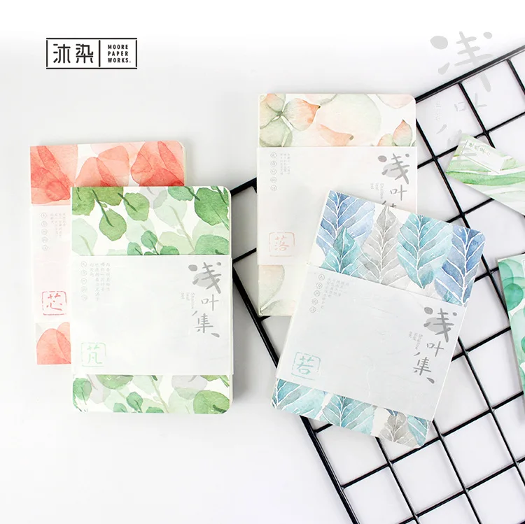 4 дизайна блокнот с милыми листьями и растениями бумажный рисунок планер для