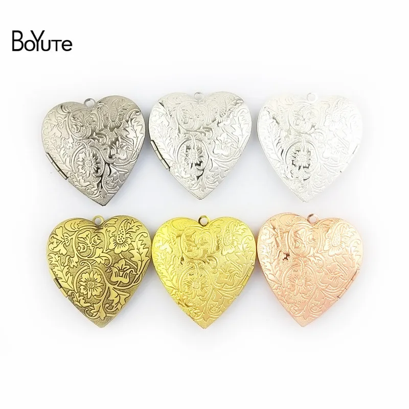 BoYuTe (4 шт./лот) 40*9 мм металлический медальон в форме сердца плавающий кулон с фото