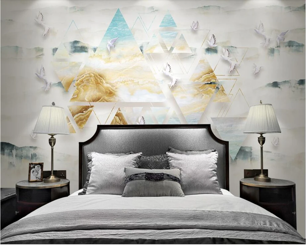 Papel de pared Marble landscape modern minimalistic geometric 3d wallpaper living room sofa TV background kids' murals | Обустройство