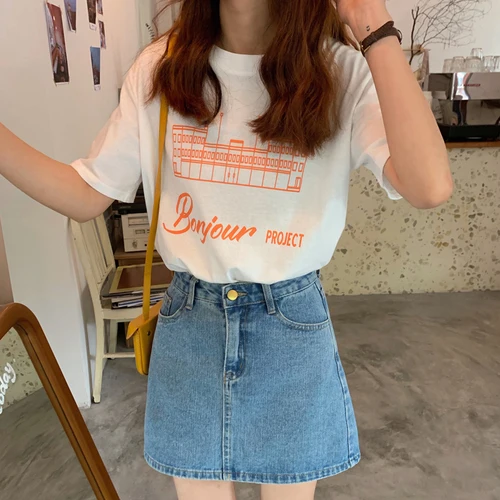 Женская Базовая футболка с коротким рукавом модная летняя буквенным принтом и