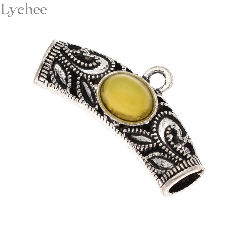Lychee 5 шт. трендовые сплав полые эмалированные волосы оплетка дреды бусины клипсы