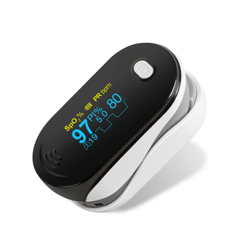 Portable OLED Finger Tip Pulse Oximeter Blood Oxygen SpO2 PR PI Respiration Rate & Respiratory Waveform Monitor |