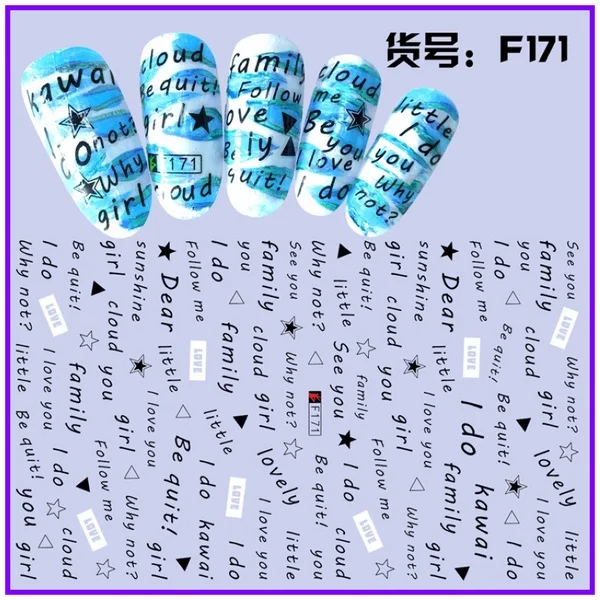 Супер тонкий себя липкой 3D Nail Art ползунок стикер Одуванчик цветок глаз стихотворение буквы алфавита F165-174