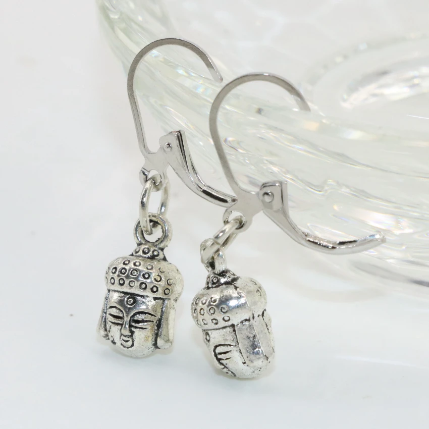 Vintage style plated drop earring lucky buddha shape 8*10mm dangle earrings for women gifts jewelry B2674 | Украшения и