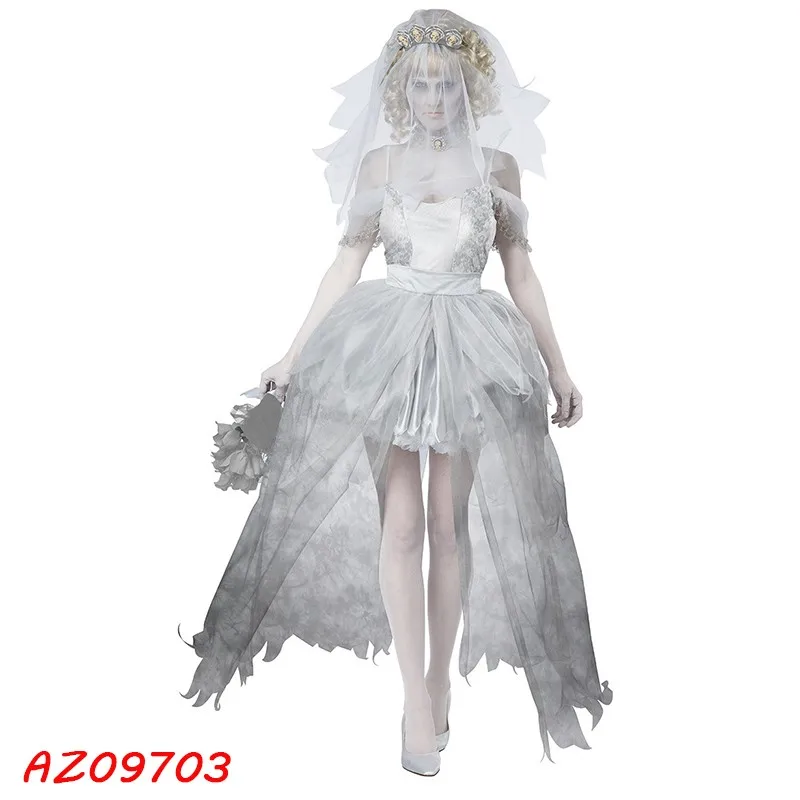6 стилей дополнительно ужас темный призрак свадебное платье невесты Зомби костюм невесты Хэллоуин адская богиня вампир косплей униформа