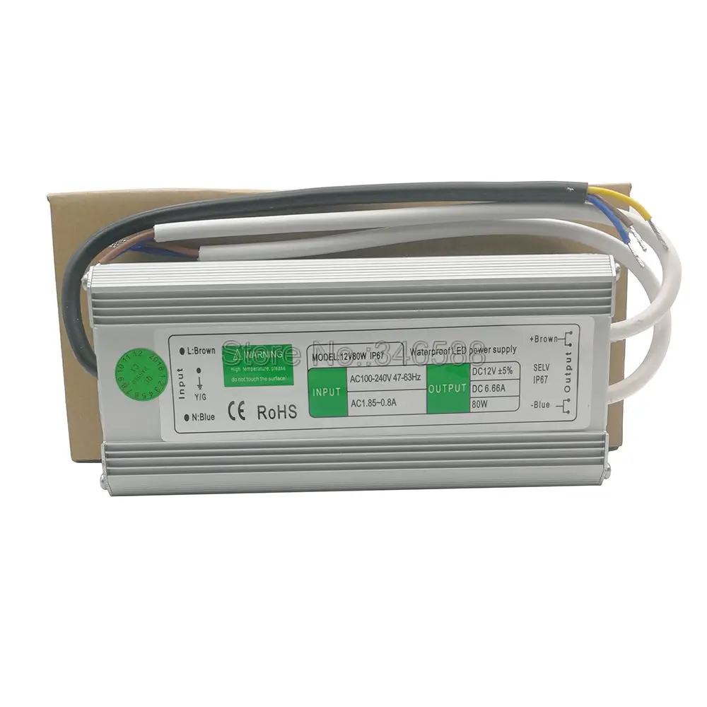 DC12V IP67 Водонепроницаемый Открытый Светодиодный драйвер освещения трансформаторный источник питания мощностью 10 Вт, 15 Вт, 20 Вт, 25 Вт 30 Вт, светодиодные полосы освещения мощностью 45 Вт, 50 Вт, 60 Вт, 80 Вт, 100 Вт 120 W 150 W