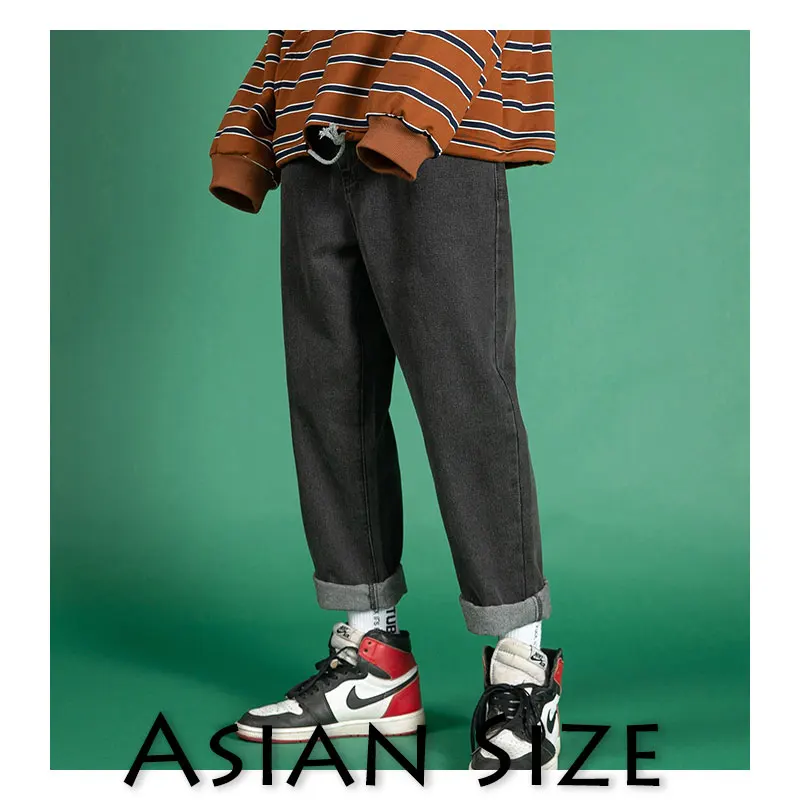 Black(Asian Size) Privathinker мужские уличные джинсы Весна нейтральные мужские рваные джинсы Корейская мода шаровары мужские джинсовые штаны более размера - Цвет: Black(Asian Size)