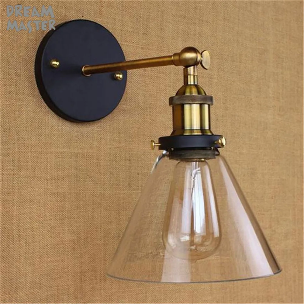 Лофт Винтаж промышленные Эдисон Настенные светильники прозрачное Стекло бра
