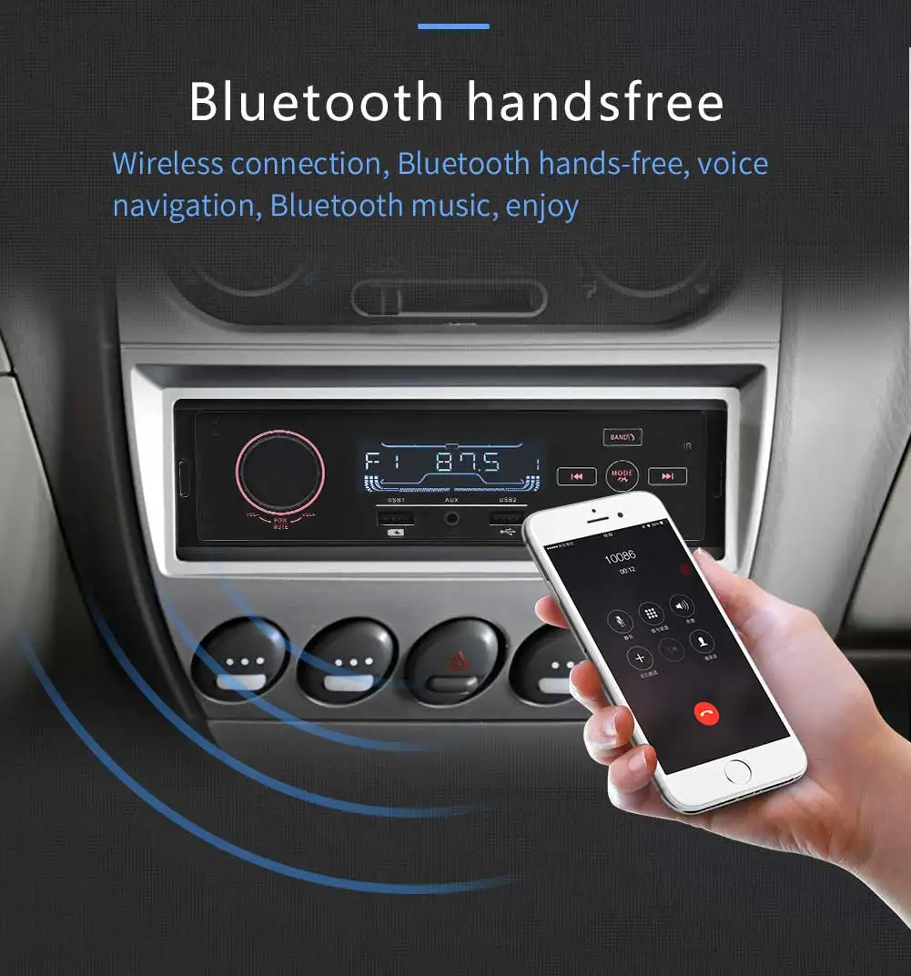 Автомобильный MP3 плеер Bluetooth Сенсорный экран 1DIN стерео аудио FM AM радио Музыка
