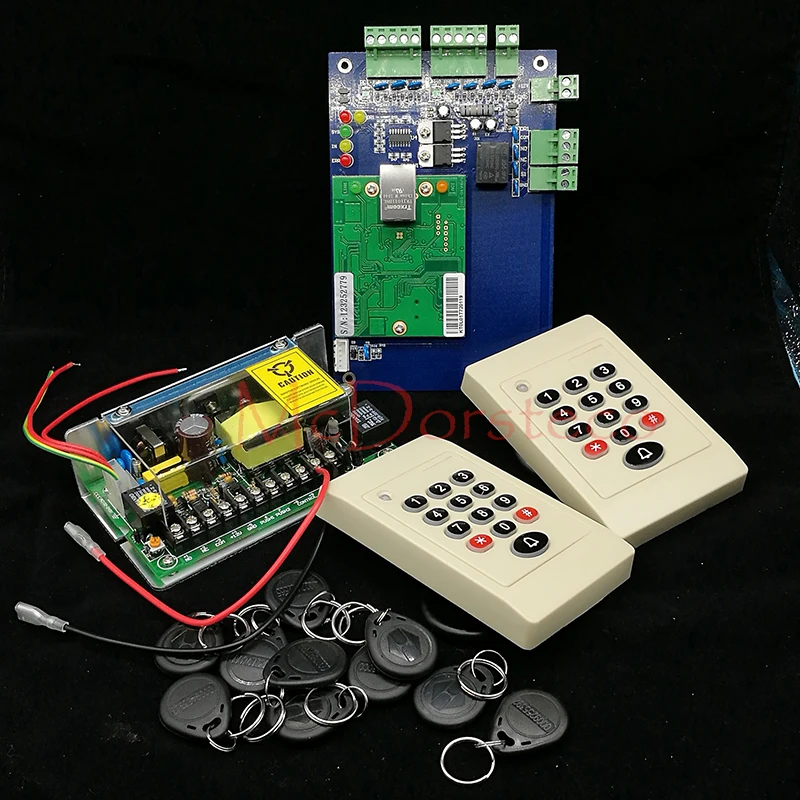 

DIY TCP/IP однодверная панель доступа 125 кГц Rfid клавиатура карты доступа Контроллер + 2шт Клавиатура Rfid slave Reader + 12V5A блок питания