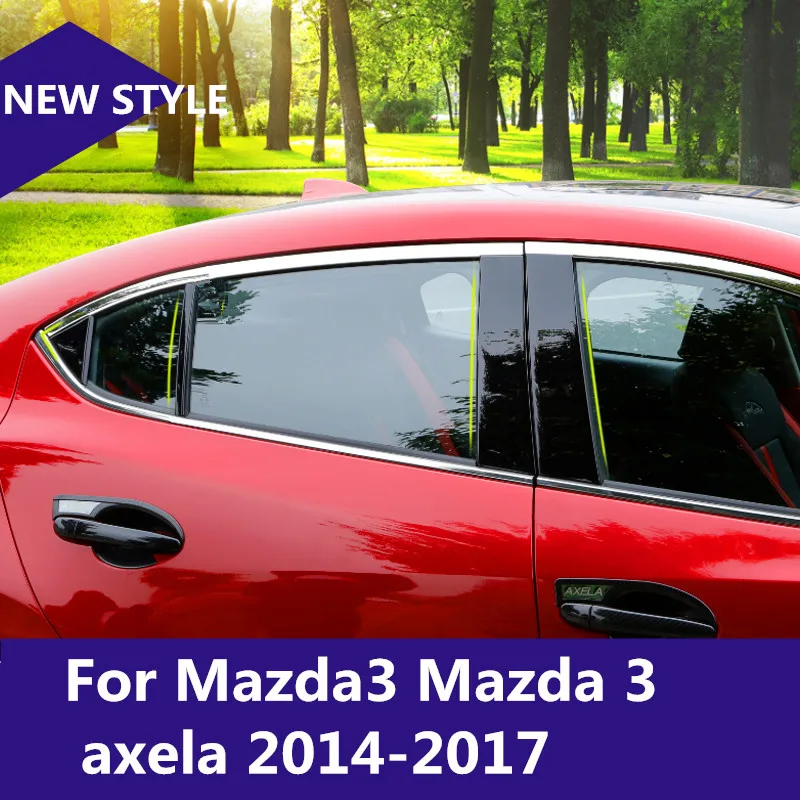 Для Mazda3 Mazda 3 axela 2014 2017 PC зеркальная отделка автомобильного окна BC Колонка наклейки