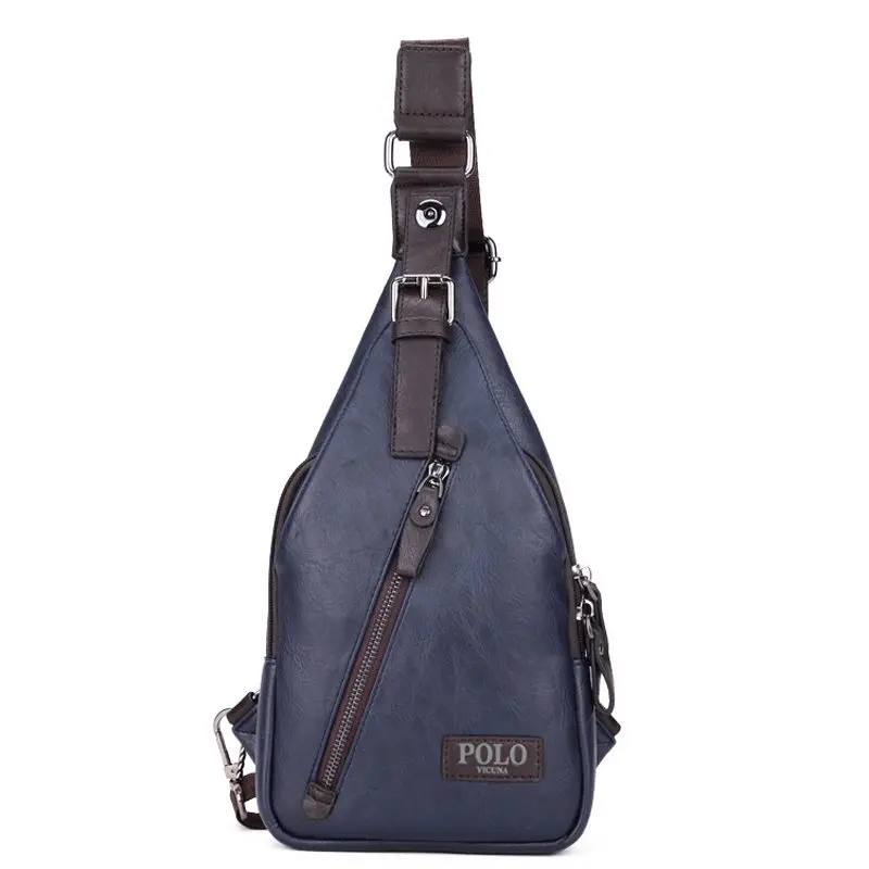 magnetic snap blue VICUNA POLO, известный бренд, защита от красок, магнитная кнопка, открытая кожа, мужские нагрудные сумки, модная дорожная сумка через плечо, мужская сумка-мессенджер - Цвет: magnetic snap blue