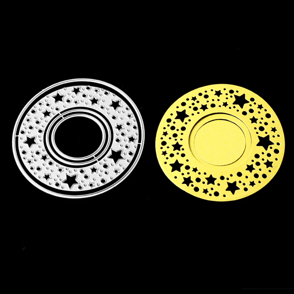 Stars In round Metal Cutting Die Scrapbooking Embossing Stencil Card For DIY Invitation Album Book Decoration | Дом и сад