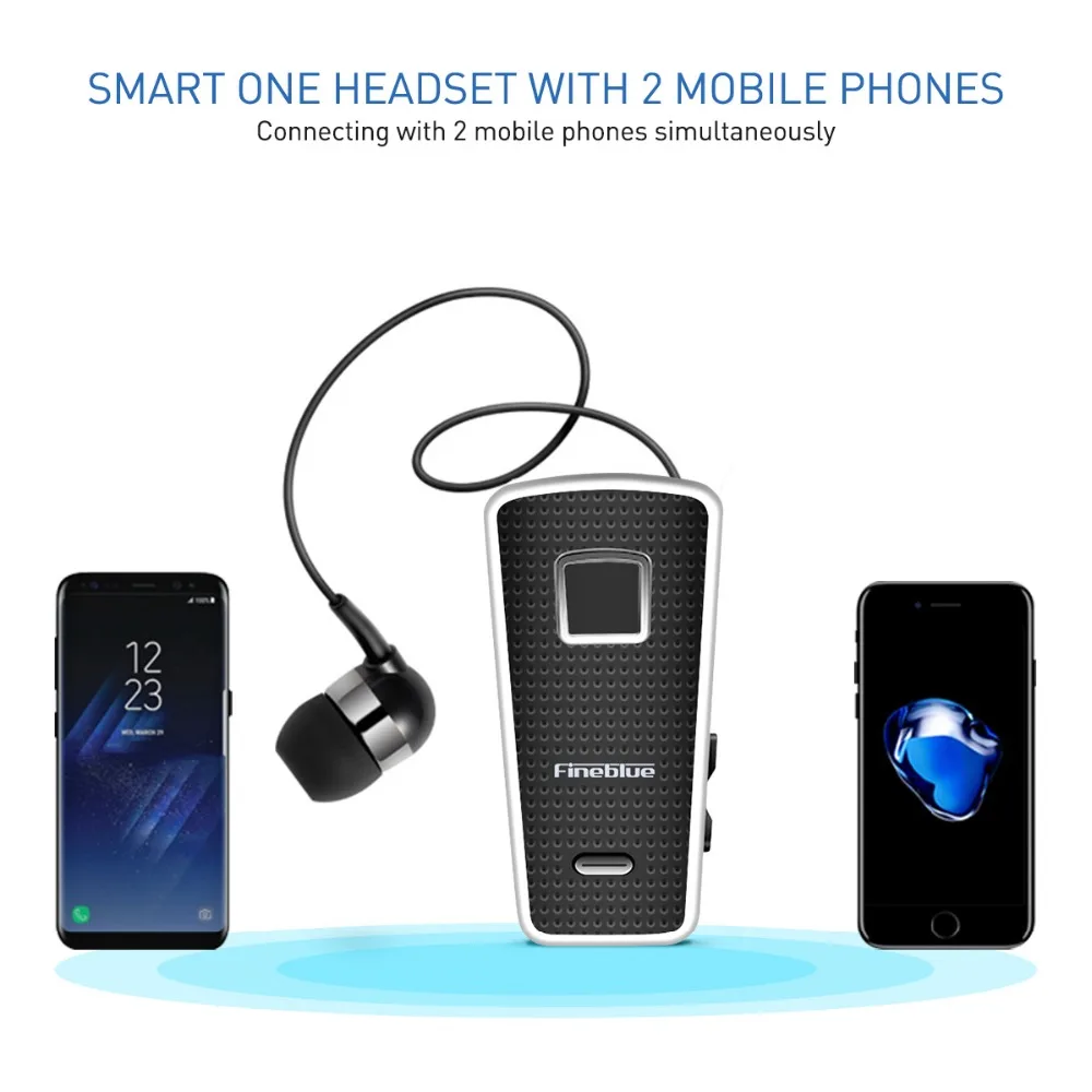 Новейший Fineblue F970 Портативный беспроводной Bluetooth шеи клип на Телескопический Тип Бизнес Спорт стерео наушники вибрации носить клип