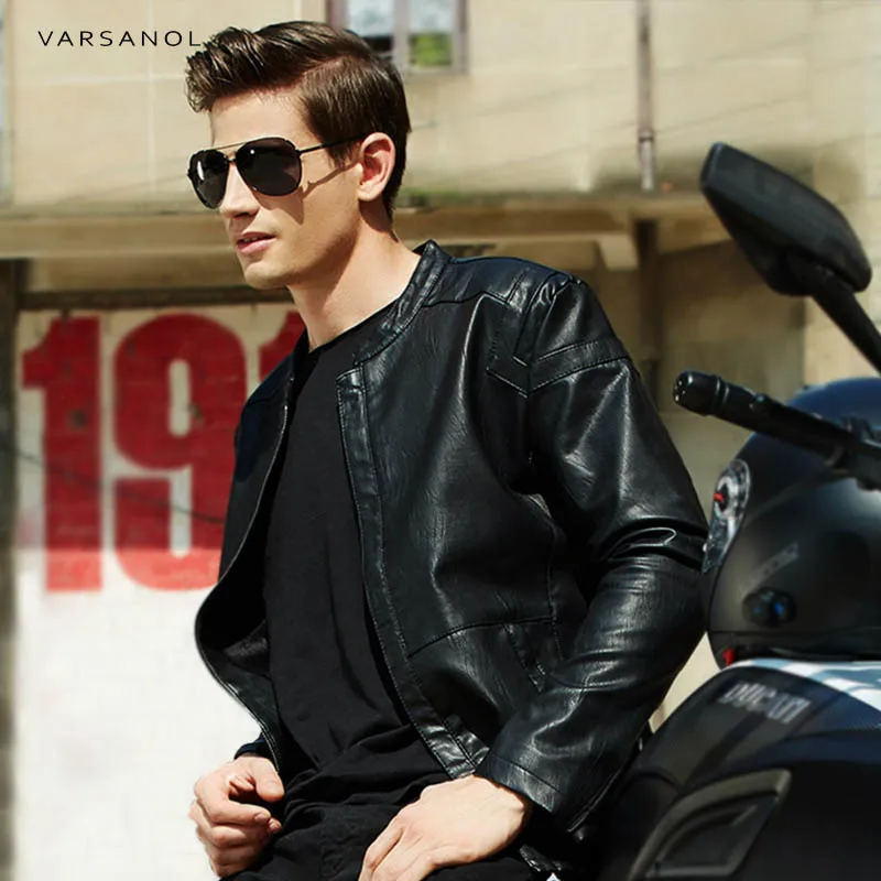 Varsanol мужская куртка-бомбер из искусственной кожи однотонная ветровка с