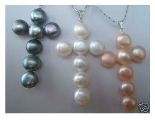 Красивый 3 шт пресноводный жемчуг крест кулон ожерелье 5 27 | Украшения и