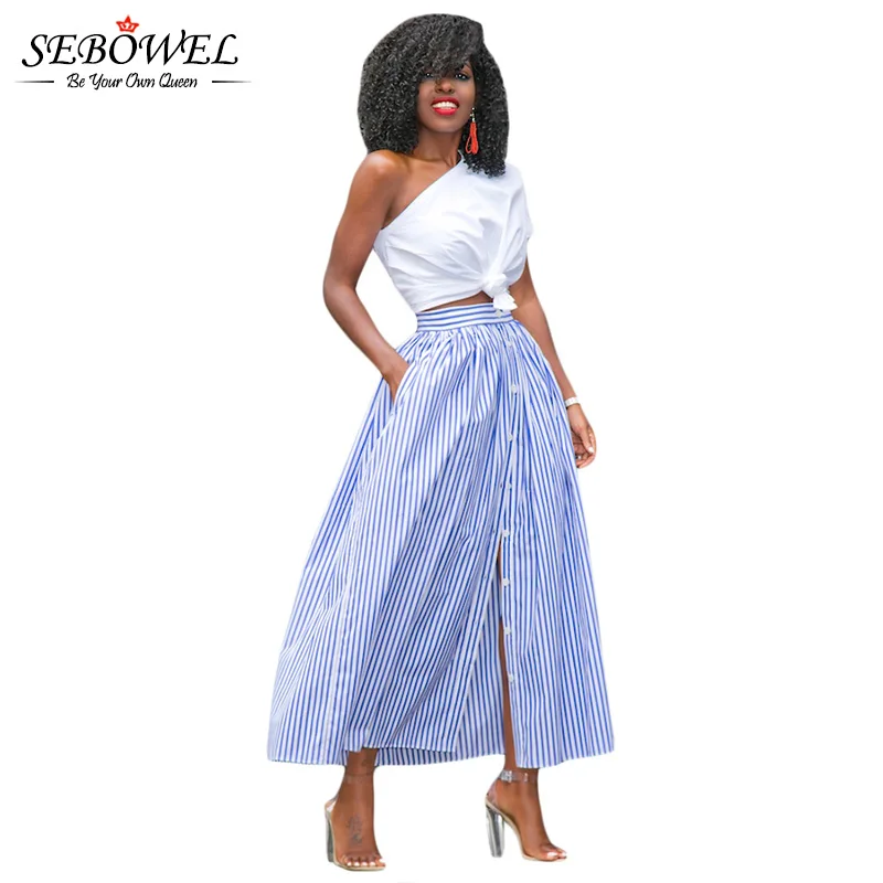 Женская длинная юбка в полоску с высокой талией и карманами|printed long skirt|long maxi skirtlong