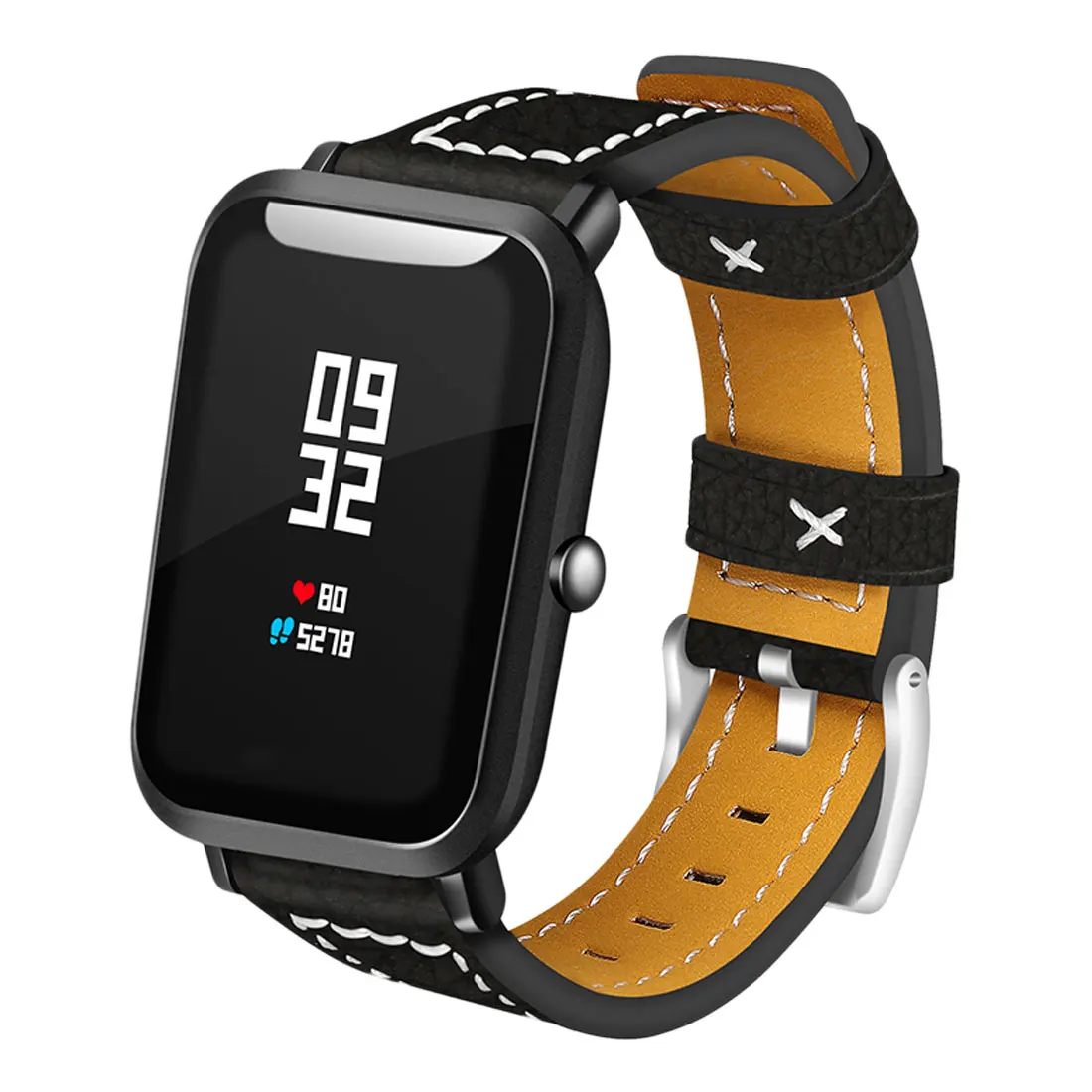 Сменный ремешок из натуральной кожи для Xiaomi Huami Amazfit Bip BIT Lite, Молодежные Смарт-часы, носимый браслет, ремешок для часов 20 мм - Цвет: black