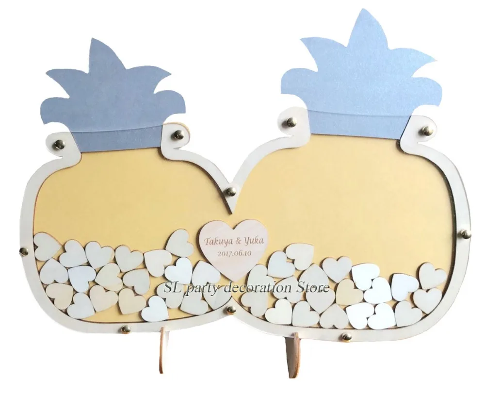 Персонализированные таможенные ананасы деревянная рамка Свадебная Гостевая