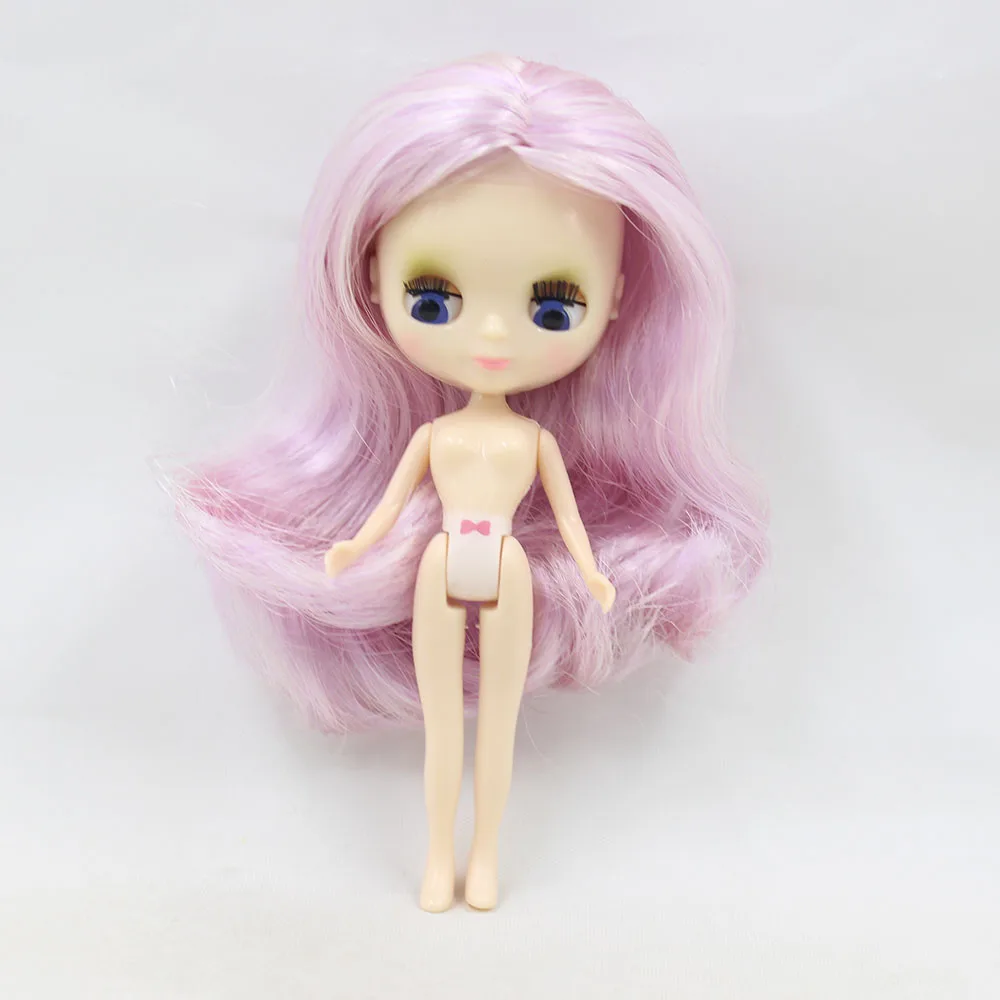 like the picture Мини кукла blyth фиолетовый, белый, серебристо-серый, желтый волосы средняя прическа Обнаженная Заводская кукла модные игрушки для девочек 11 см - Цвет: like the picture