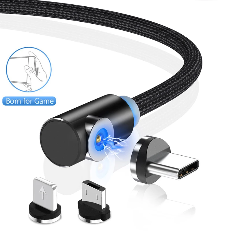 1 м 2 90 градусов Micro Usb Тип C Магнитные провода зарядный шнур для Nintendo переключатель