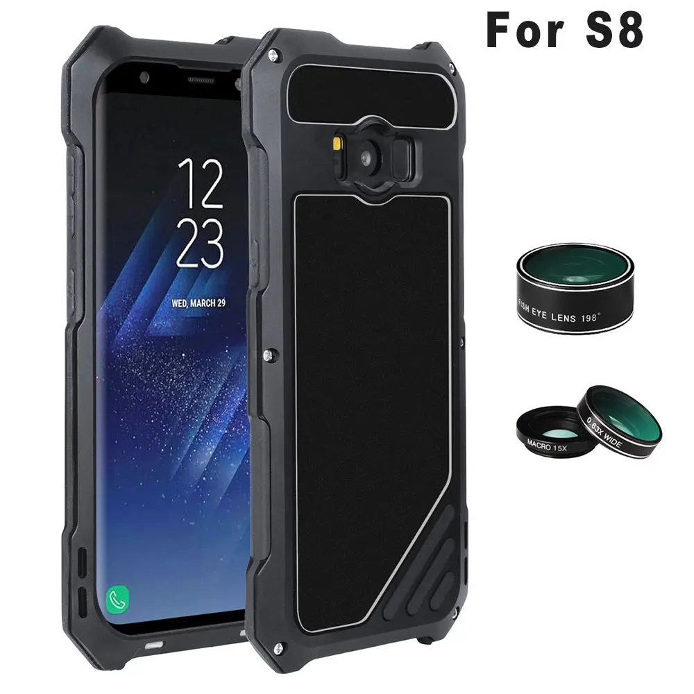 Ascromy для Galaxy S8 набор объективов чехол 3 в 1 198 рыбий глаз 15X Макро широкоугольный объектив для samsung S8 Plus S8plus камера рыбий глаз - Цвет: for s8 black