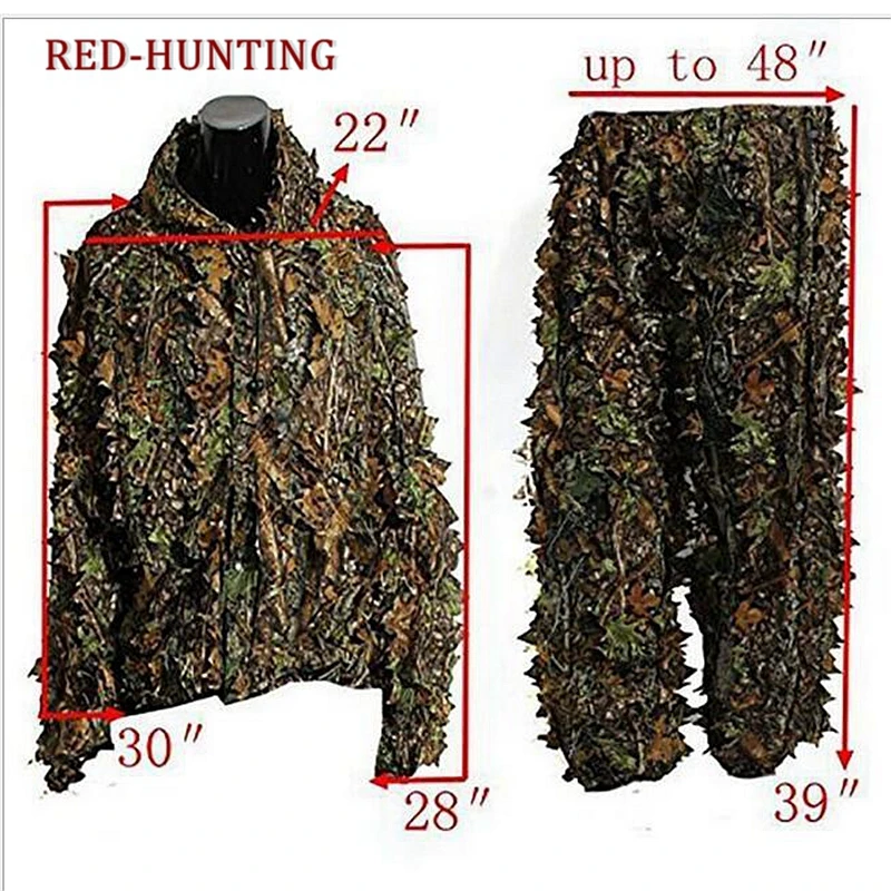 Камуфляжный костюм в стиле милитари с 3d листом для охоты снайперская одежда